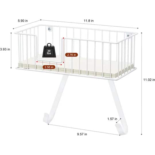 NEX™ White Wall-Mounted Y-Leg Ironing Board Hanger with Storage Basket